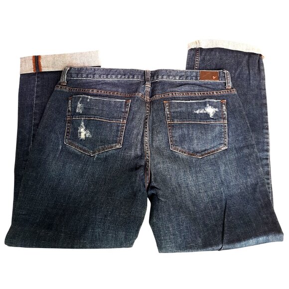 Simply Vera Vera Wang Distressed Dark Wash Denim Jeans Size 12 Cotton/Spandex - Picture 3 of 6